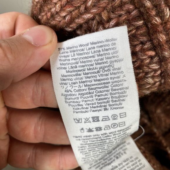 Celtic & Co Cable Knit Crewneck Jumper Chunky Aran 100% Merino Wool Brown Medium - Picture 12 of 12